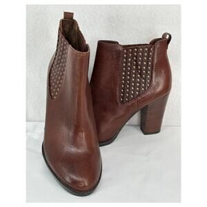 Antonio Melani NWOT Eddie Woodbury Studded Chelsea Brown Leather Boots 6.5M